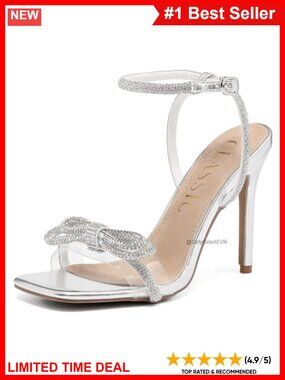 Crystal Bow Strappy High Heels Wedding Sandals for Women